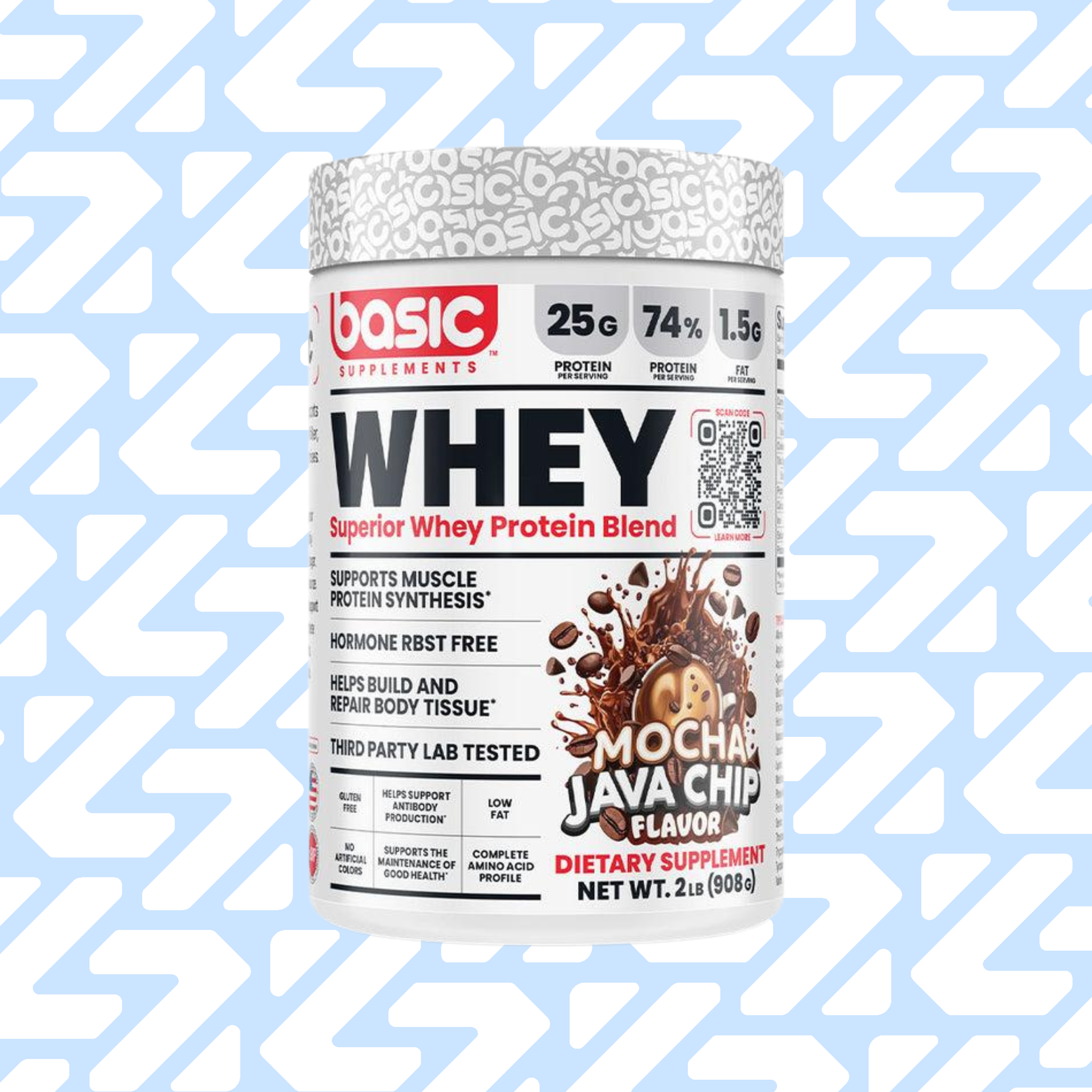 BASIC SUPLEMENTS WHEY PROTEIN BLEND 26 SERVINGS 908G MOCHA JAVA CHIP