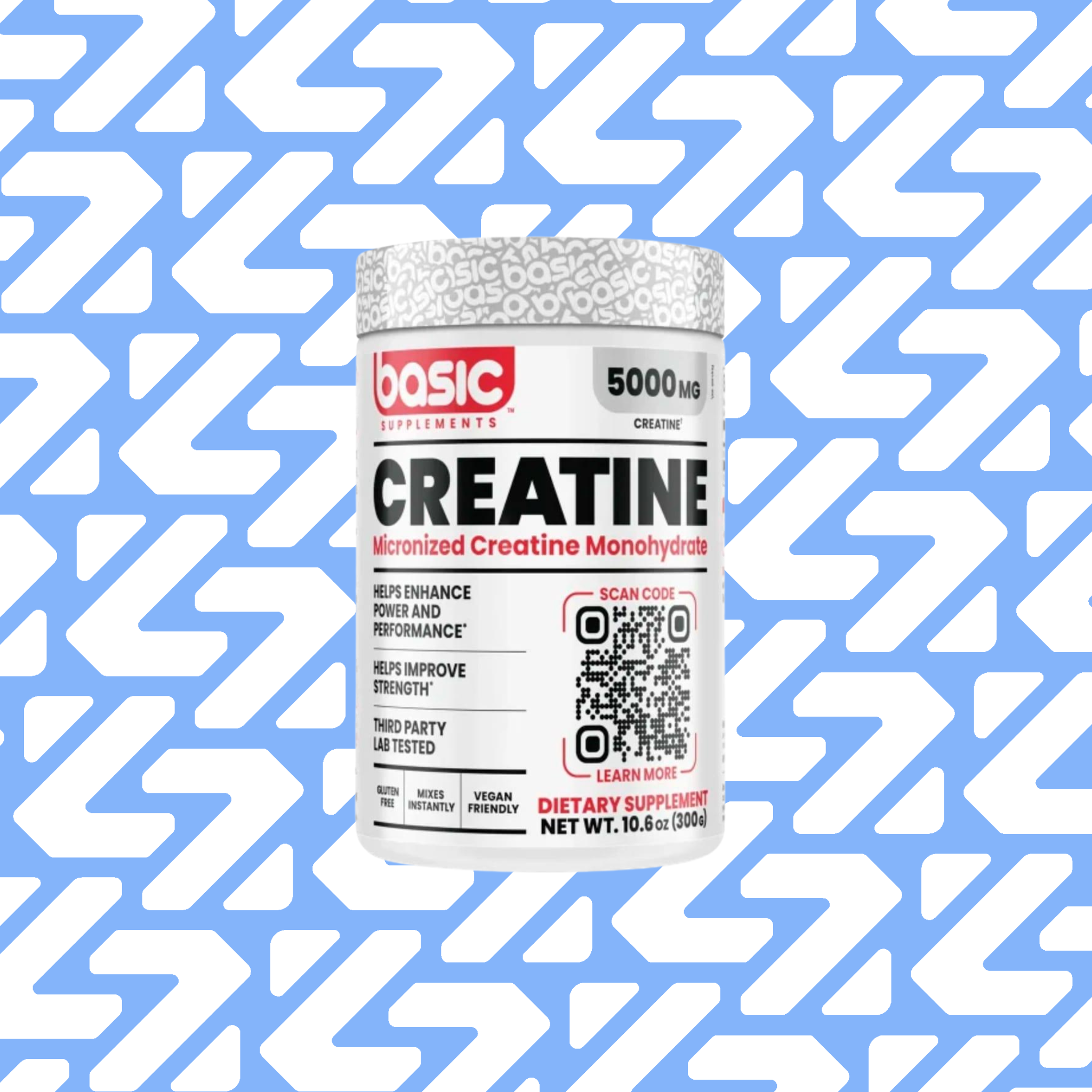 BASIC SUPPLEMENTS CREATINE MONOHYDRATE 60 SERVINGS 300G UNFLAVORED