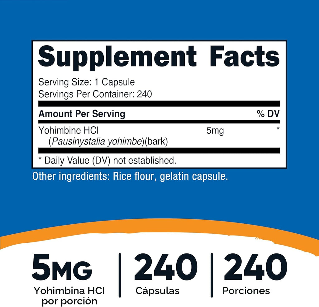 Yohimbina Nutricost 5mg 120 Caps Quemador Control De Peso