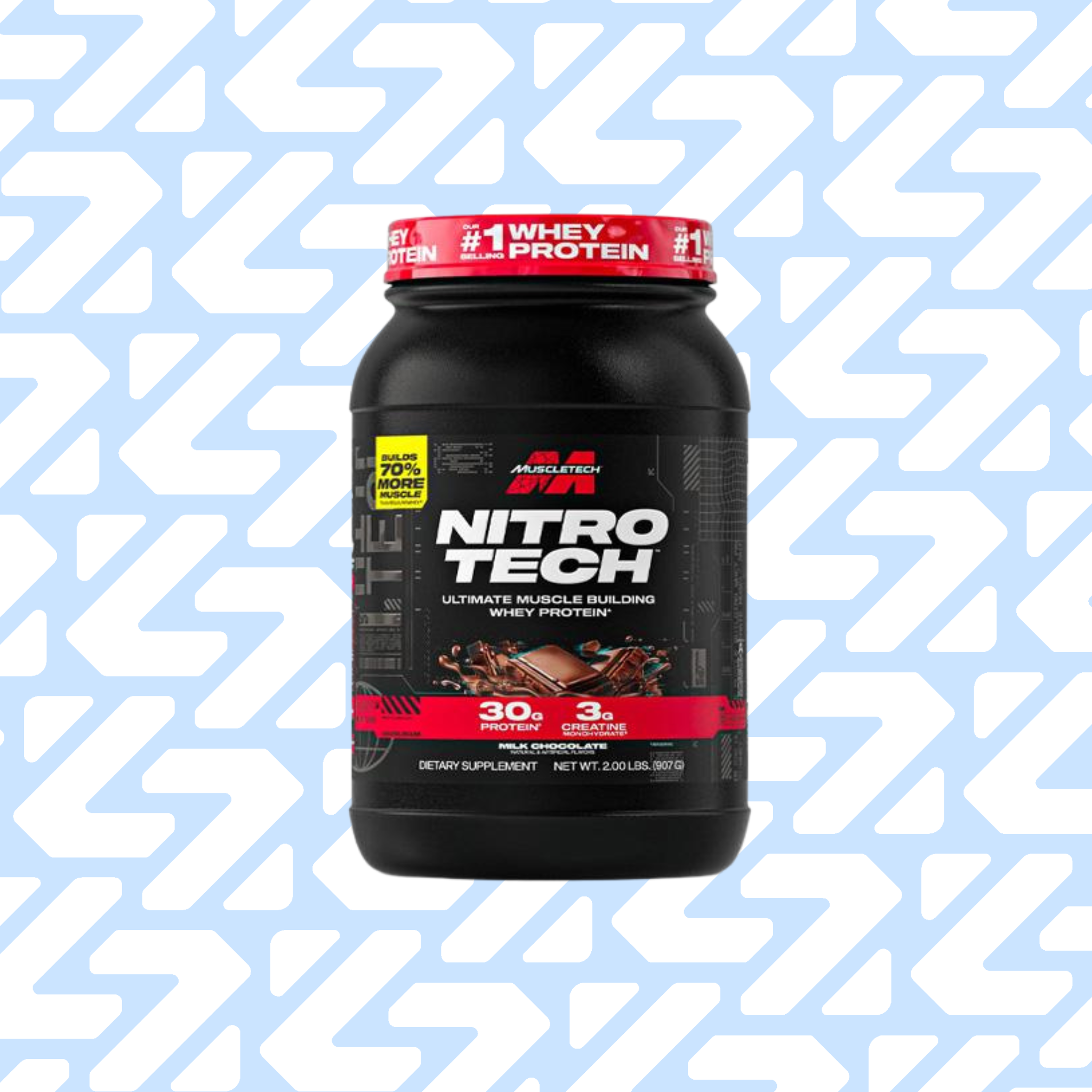 MUSCLETECH NITRO TECH WHEY PROTEIN 3G CREATINE 907G 2L MILK CHOCOLATE