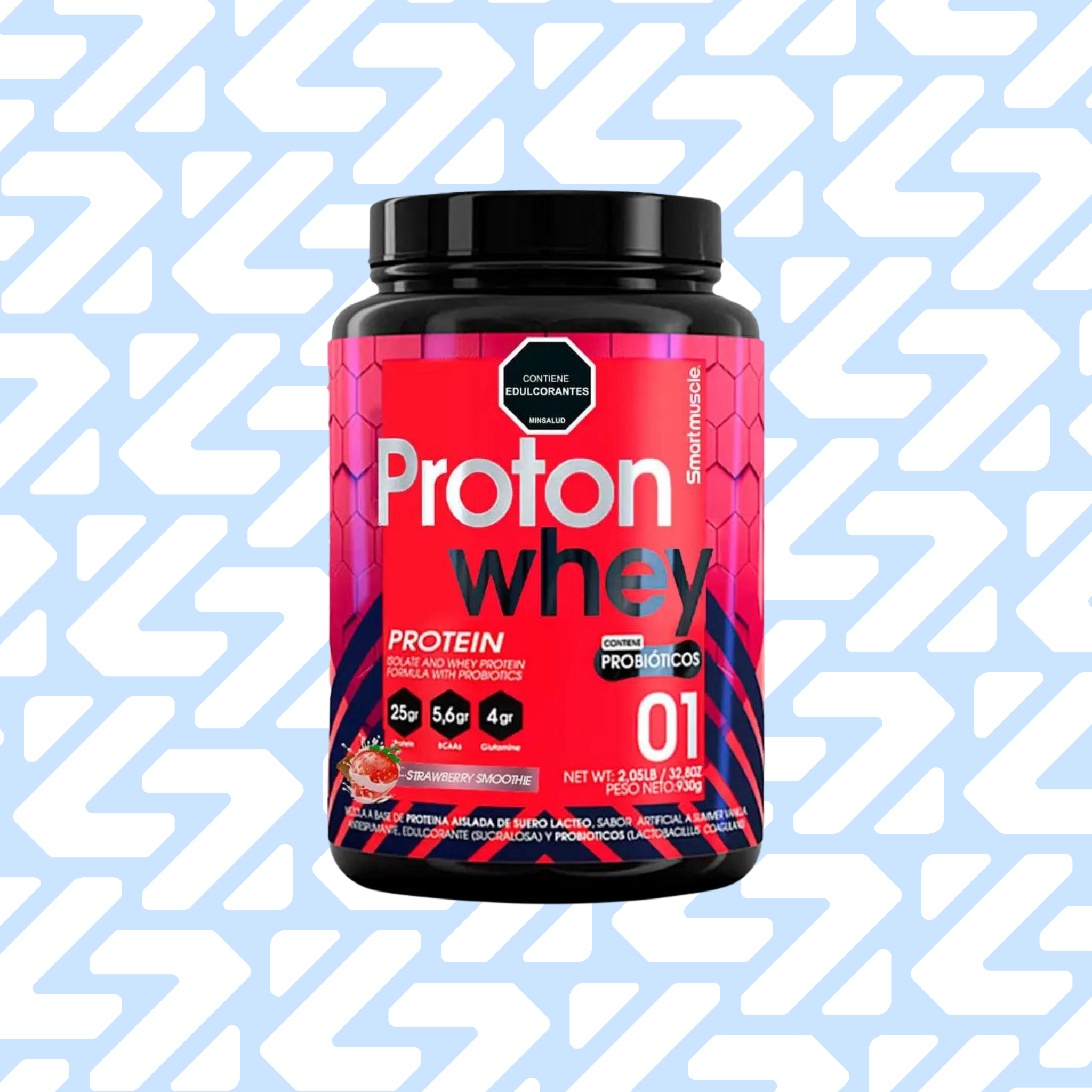 SMART MUSCLE PROTON WHEY AND ISOLATE PROBIOTICS 1860G 60 PORCIONES STRAWBERRY SMOOTHIE