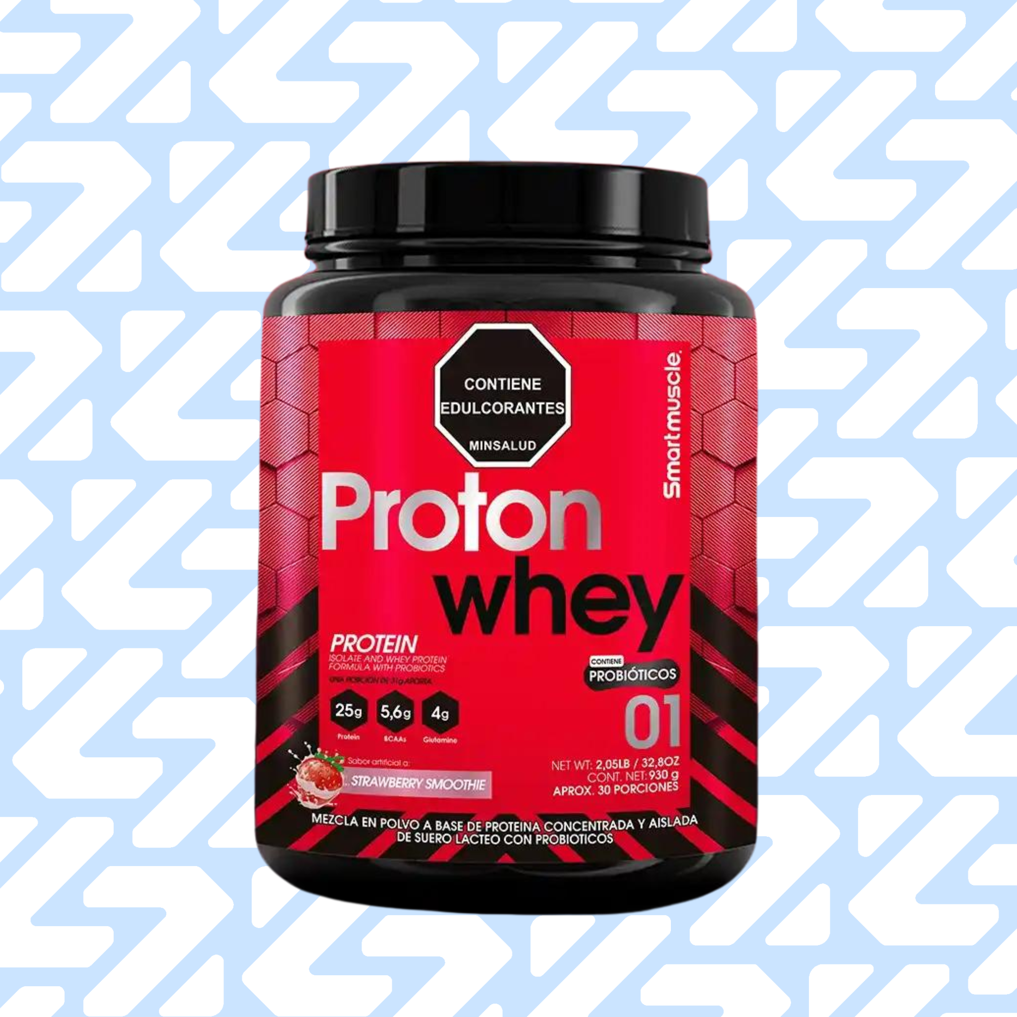 SMART MUSCLE PROTON WHEY AND ISOLATE PROBIOTICS 930G 30 PORCIONES STRAWBERRY SMOOTHIE